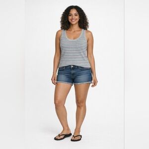NWT dip® Grey Multi Colored Striped Scoop Neck Tank Top  Size L
